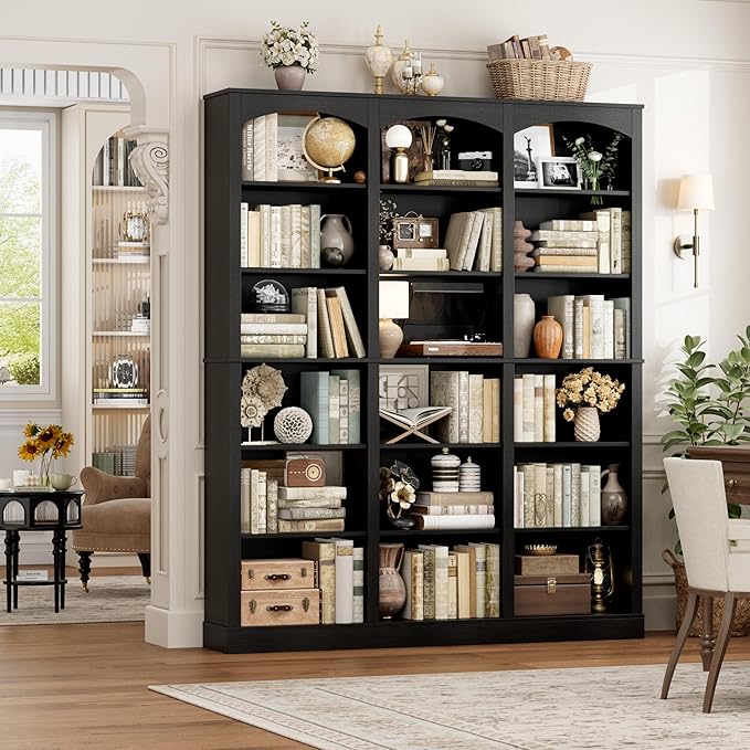 FACBOTALL 71" Triple Wide Bookshelf, 6 Tier Tall Bookshelf, Large Book Shelf