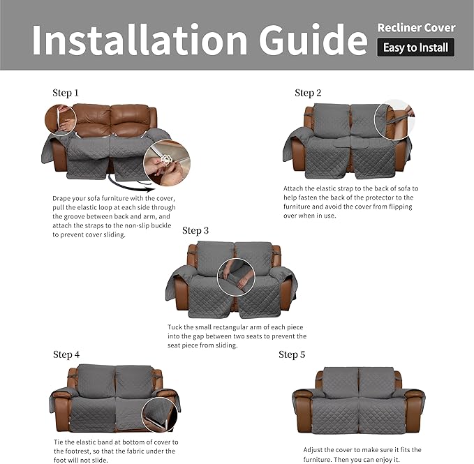 Easy-Going Oversized Loveseat Recliner Cover, Reversible Couch Cover