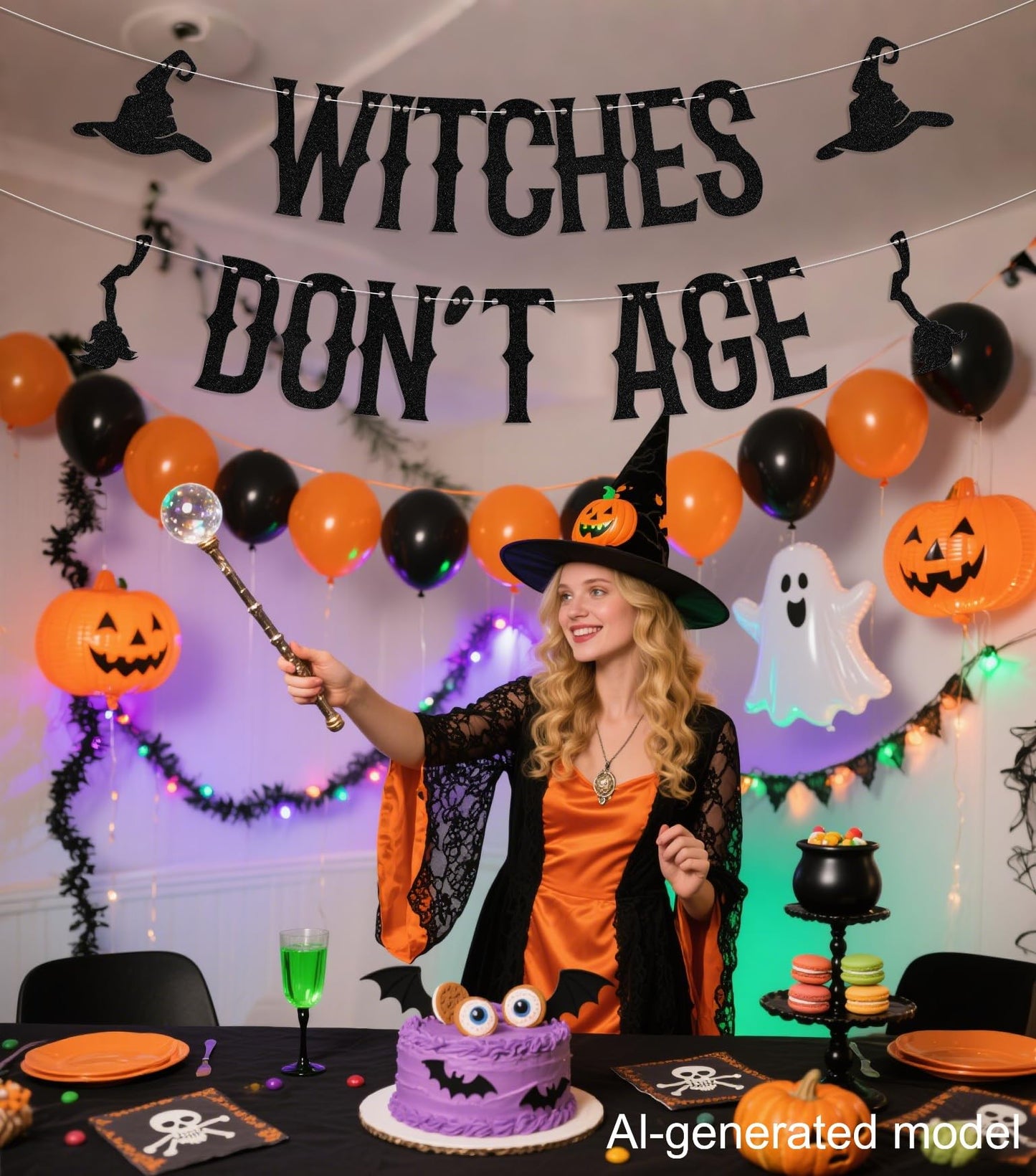 Witches Don't Age Banner - Halloween Birthday Party Decorations - Halloween Birthday Banner