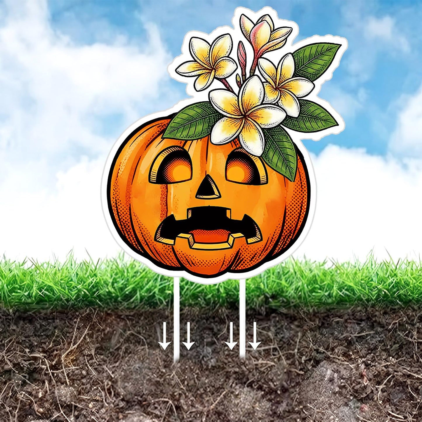 Mifoci 8 Pcs Summer Halloween Decorations Large Summer Halloween Yard Signs Waterproof Tropical Spooky Garden Stakes for Outdoor Lawn Beach Themed Party Holiday Display