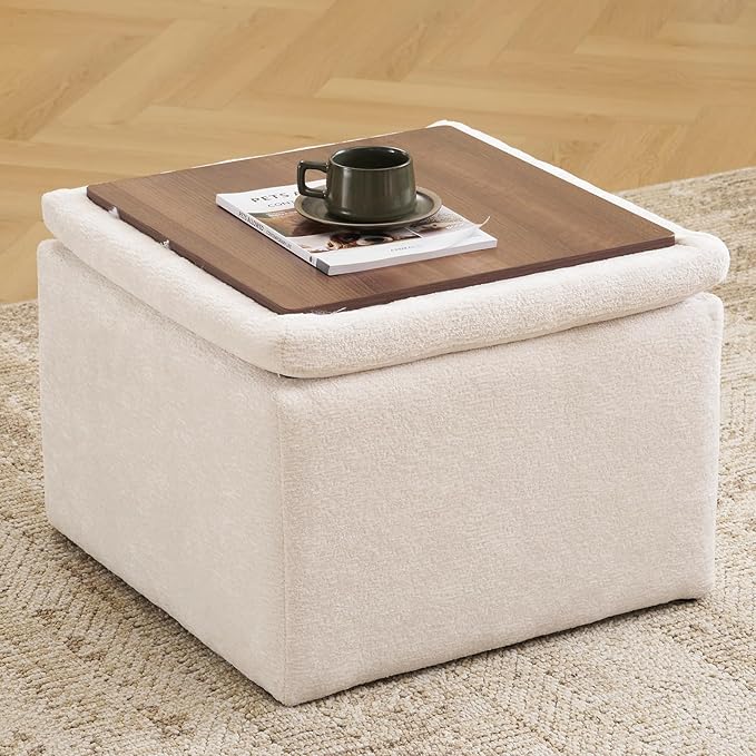 Cube Storage Ottoman, Chenille Ottoman Foot Stools, Ottoman Footstool