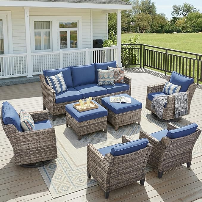 7 Piece Outdoor Patio Furniture Set-All Weather Outdoor Conversation Sets