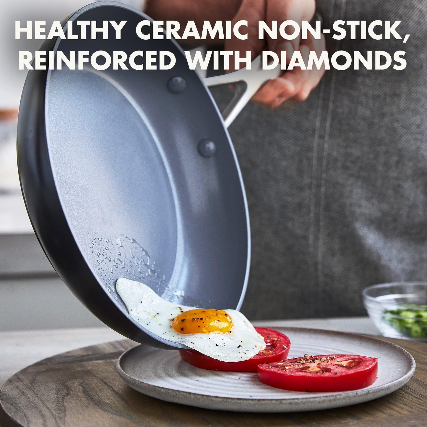 GreenPan Valencia Pro Hard Anodized Healthy Ceramic Nonstick 8" Frying Pan Skillet, PFAS-Free Cookware, Stainless Steel Handle, Induction Suitable, Dishwasher Safe, Oven Safe, Gray