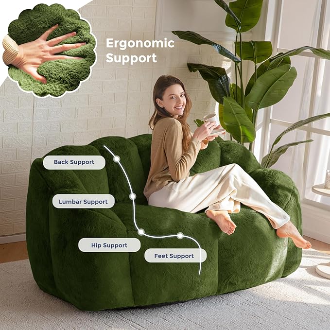 MAXYOYO Bean Bag Chair for Adults, Loveseat Floral Shaped Bean Bag Sofa