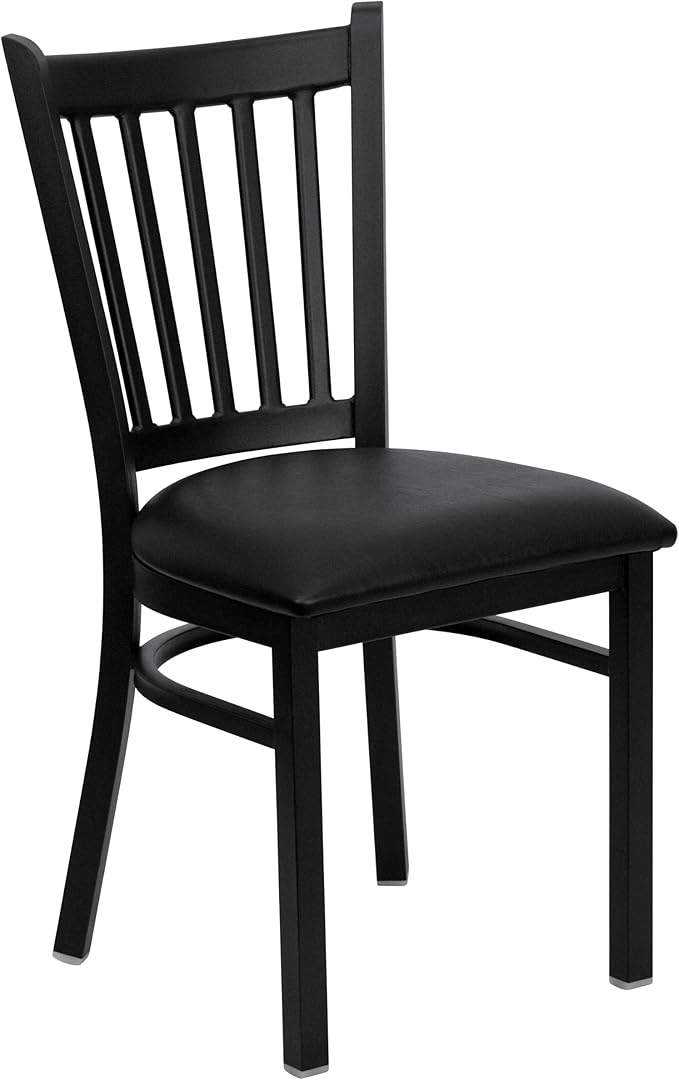 Flash Furniture 4 Pack HERCULES Series Black Vertical Back Metal Restaurant