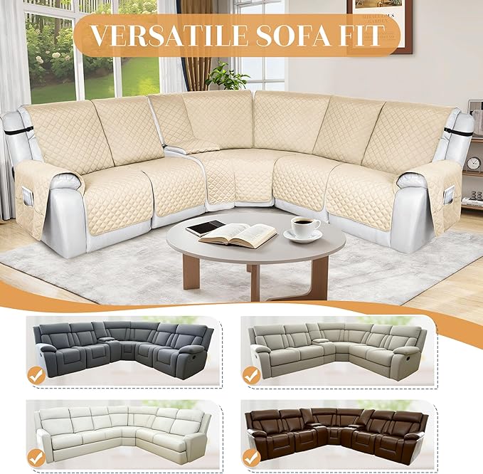 HDCAXKJ 100% Waterproof Reclining Sectional Couch Covers L Shape Recliner Sofa