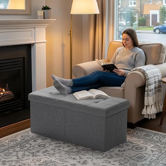 30.5-INCH Storage Ottoman Bench, Footrest