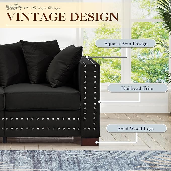 84.5"W Mid Century Modern Couch