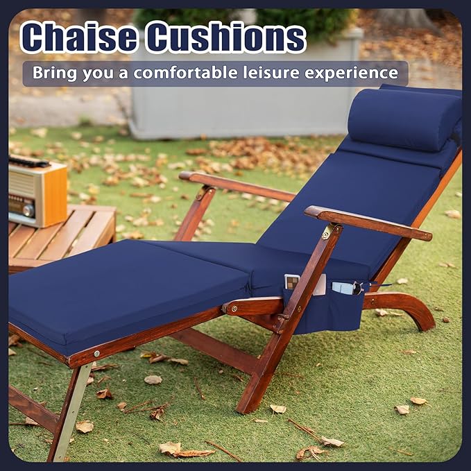 Wenqik 2 Pcs Outdoor Chaise Lounge Cushion