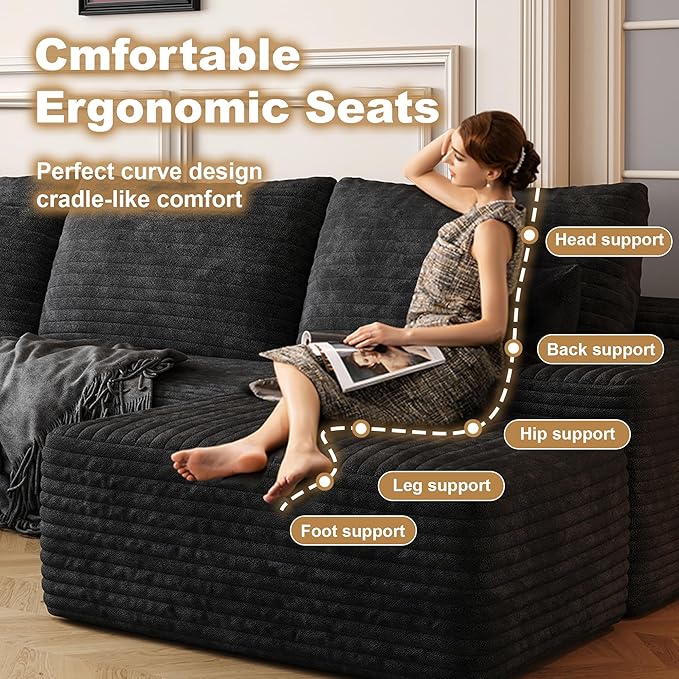 108" Sectional Couches for Living Room Cloud Couch Sofa