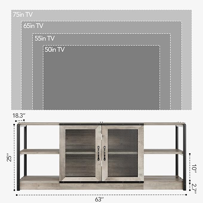GarveeHome TV Stand for 65+ Inch TV, Rustic Entertainment Center TV Media