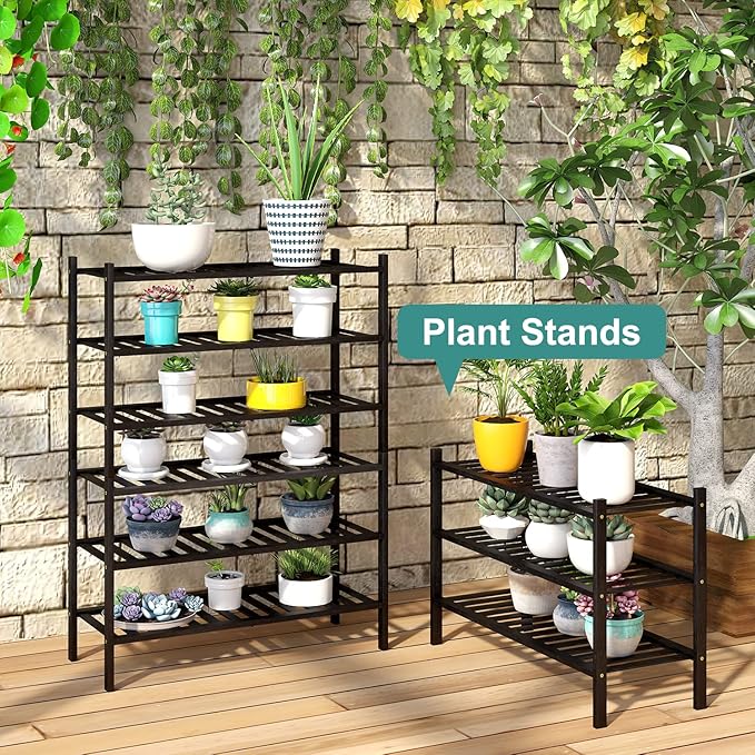 viewcare 3-Tier Black Bamboo Shoe Rack