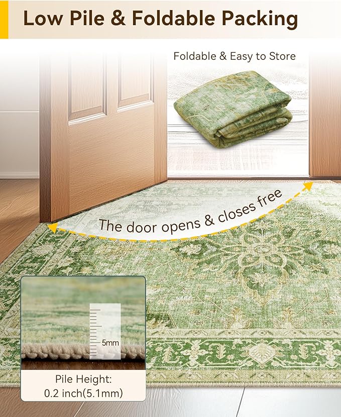 RELEANY Area Rugs 2'x8' Runner Rug Non Slip Washable