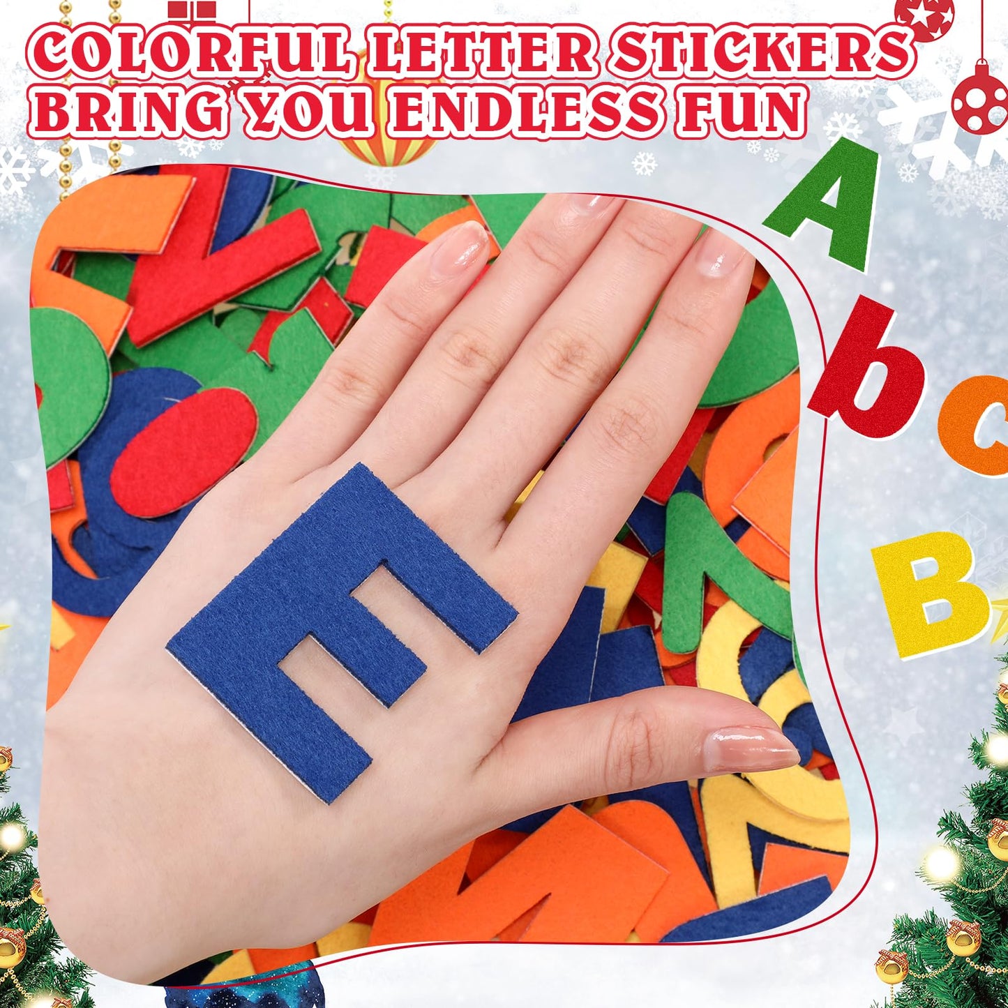 Breling 310 Pieces Felt Letter Bulletin Board Letters Sticker with Number 2" Bulk Self Adhesive ABC Upper Lowercase Sticky Letter for Xmas Gift Bulletin Board Classroom(Rainbow Color)