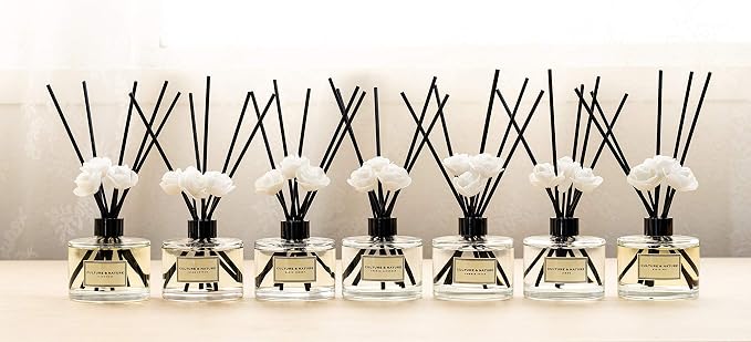 CULTURE & NATURE Reed Diffuser Set 6.7oz (200ml) Musky Sage Scented Diffuser with Sticks Home Fragrance Reed Diffuser for Bathroom Shelf Decor