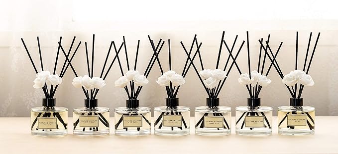 CULTURE & NATURE Reed Diffuser Set 6.7oz (200ml) Lemon Scented Diffuser with Sticks Home Fragrance Reed Diffuser for Bathroom Shelf Decor