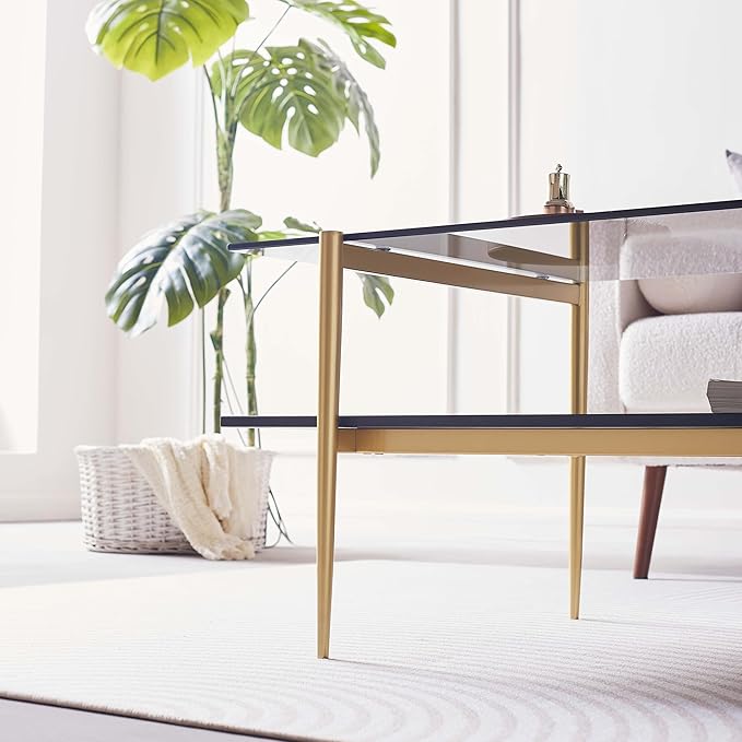 LumFurn Rectangle Coffee Table for Living Room, Mid-Century Modern Design