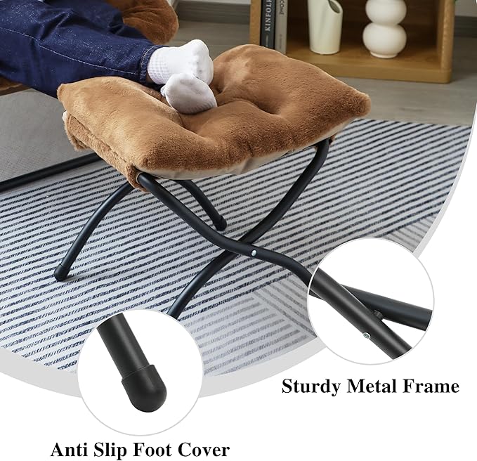 15" Folding Ottoman, Foldable Footrest Stool, Small Foot Stool