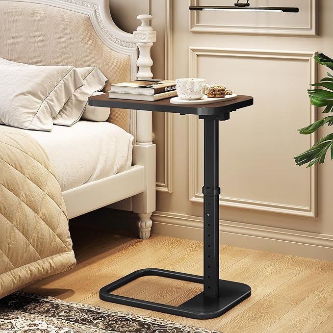 Kitstorack TV Tray Table, Adjustable Height & Rounded Metal Corners, Snack Table