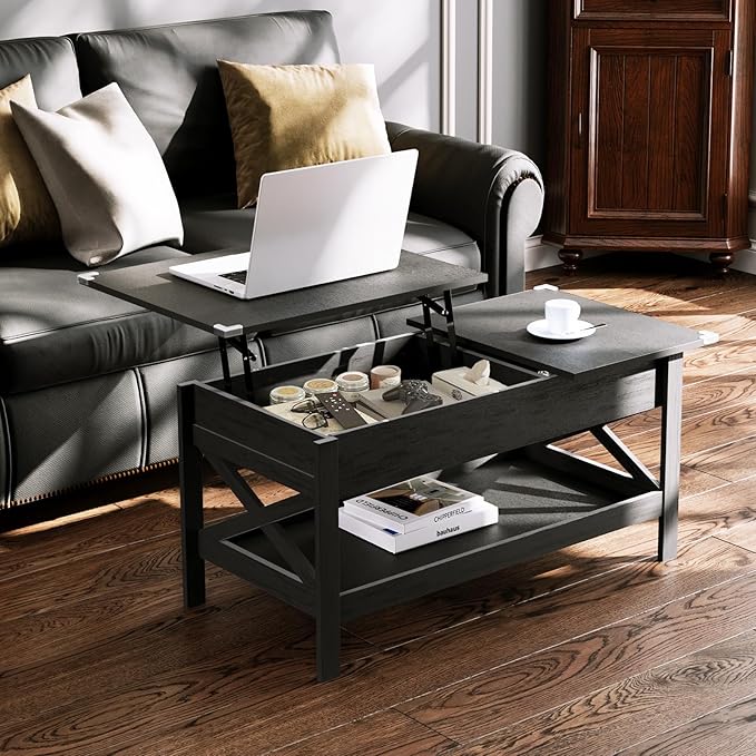Lift Top Coffee Table with Storage, Small Coffee Table with Hidden Compartment