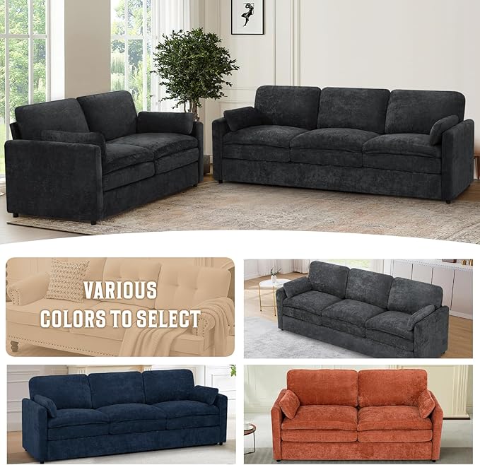Chenille Upholstered Sofa Set