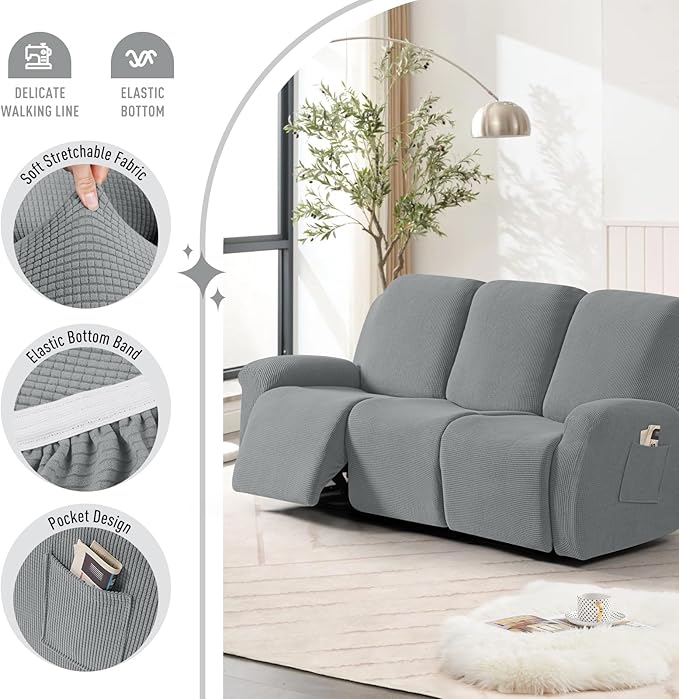 TAOCOCO Recliner Sofa Covers 8-Pieces Stretch Large Couch Covers