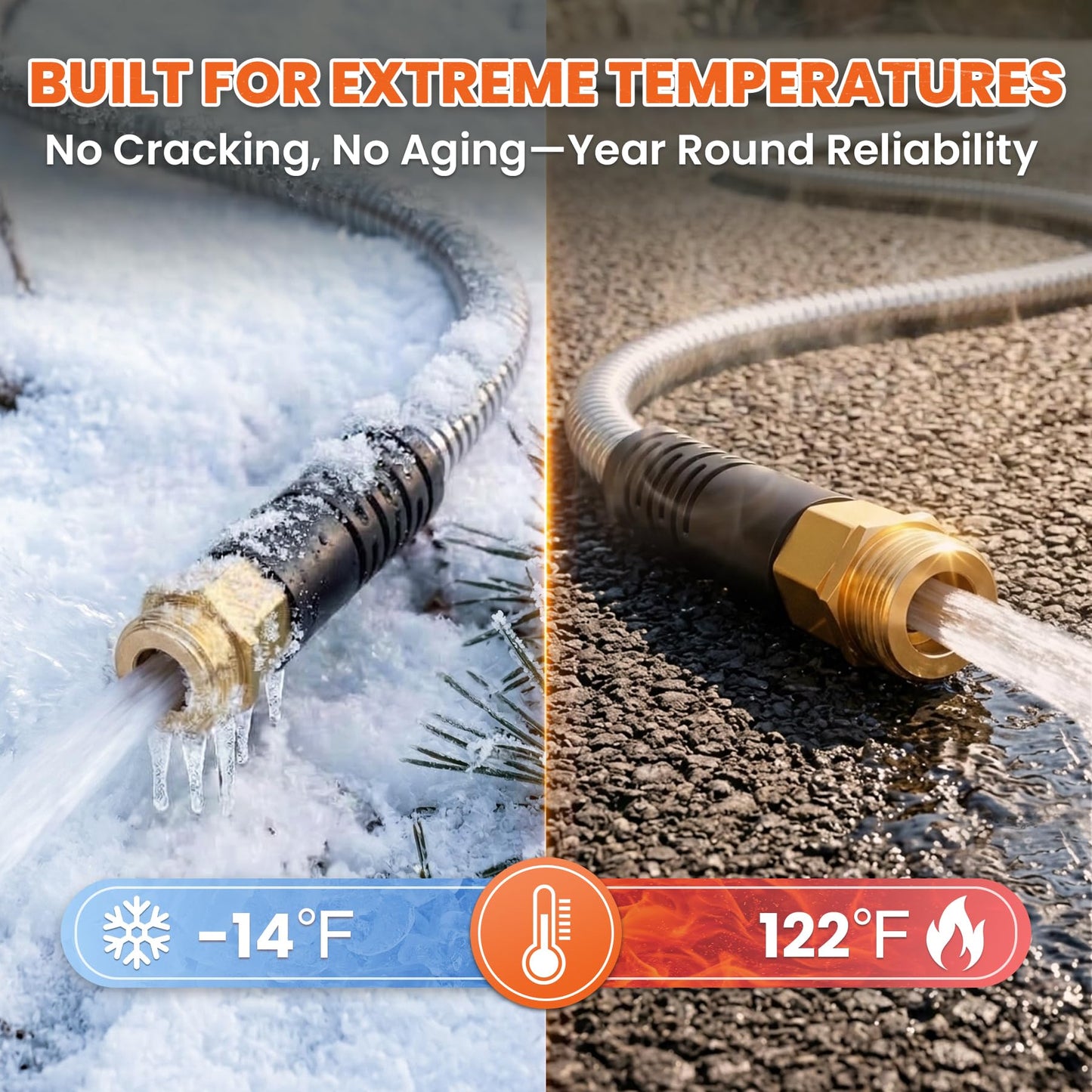 Cesun 75 ft Metal Garden Hose, Stainless Steel Heavy Duty Water Hose With 10 Function Nozzle, No Kink & Flexible, Lightweight and Durable, Rust Proof for Yard, RV, Pet Bath, Outdoor, 75 foot x 5/8"