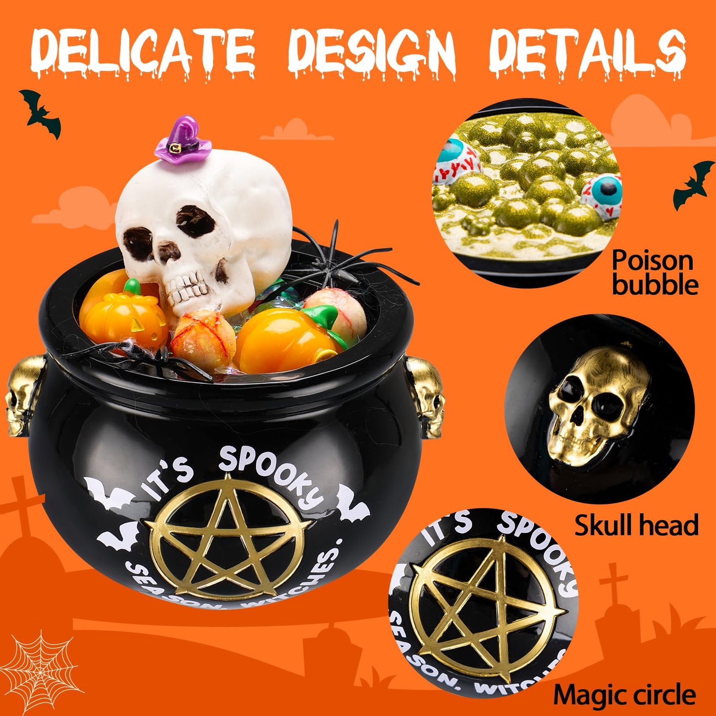 LET’S Resin Witch Cauldron Resin Mold, Halloween Resin Molds, 3D Jar Resin Molds Silicone 4.7'' Width, Large Jar Molds for Epoxy Casting Craft, Storage Box,Candy Container,Candle Holder