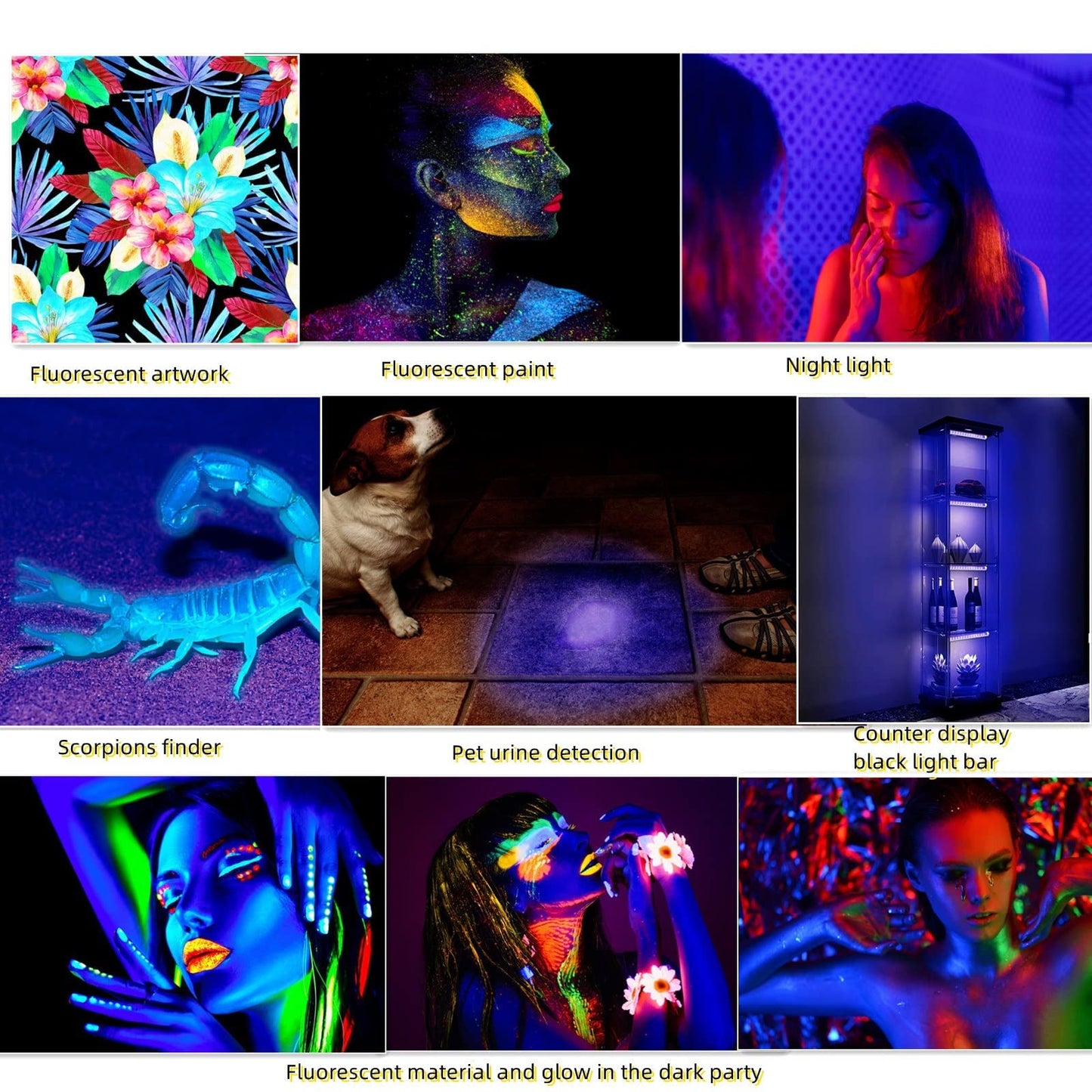 Black Light Bar 10W 1ft LED Blacklight for Fluorescent Tapestry Poster Body Paint Glow Party UV Strip Lights for Cabinet and Display Magnetic THLITURE 2 Pack