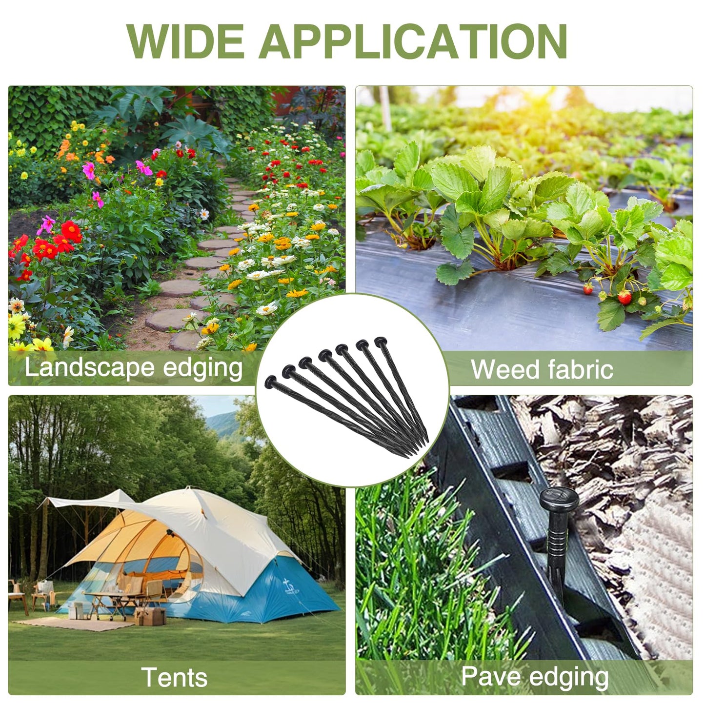 100Pack Plastic Landscape Edging Spikes, 8 Inch Spiral Landscape Anchoring Spikes，Landscape Spikes for Garden Lawn Yard, Paver Edging, Weed Barrier, Artificial Turf & More