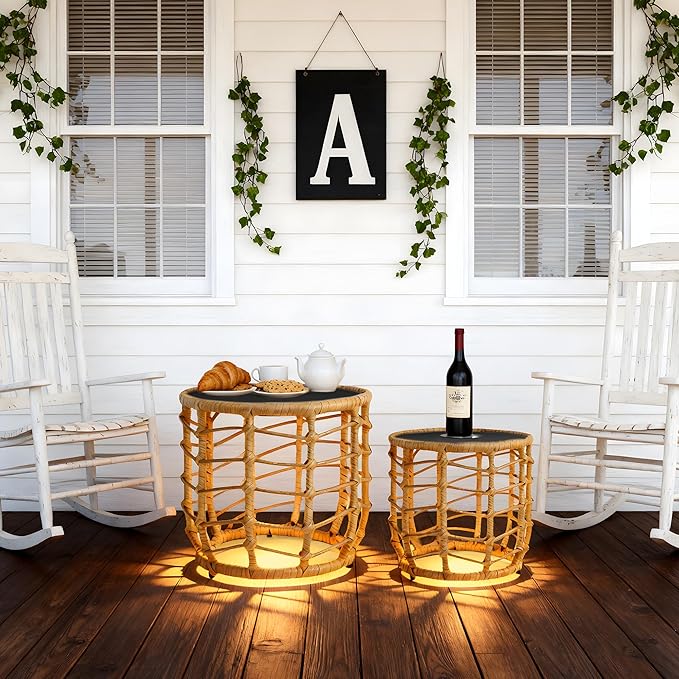 PARTPHONER Boho Solar Outdoor Side Table