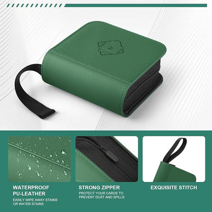 1 Pocket Toploader Binder Holds 40 Cards with 20 Sleeves Collectible Trading Card Album, for 3x4 Toploaders Hard Cases for TCG, MTG, Sports, Baseball, Football, Small Sports Card Book (1Dark Green)