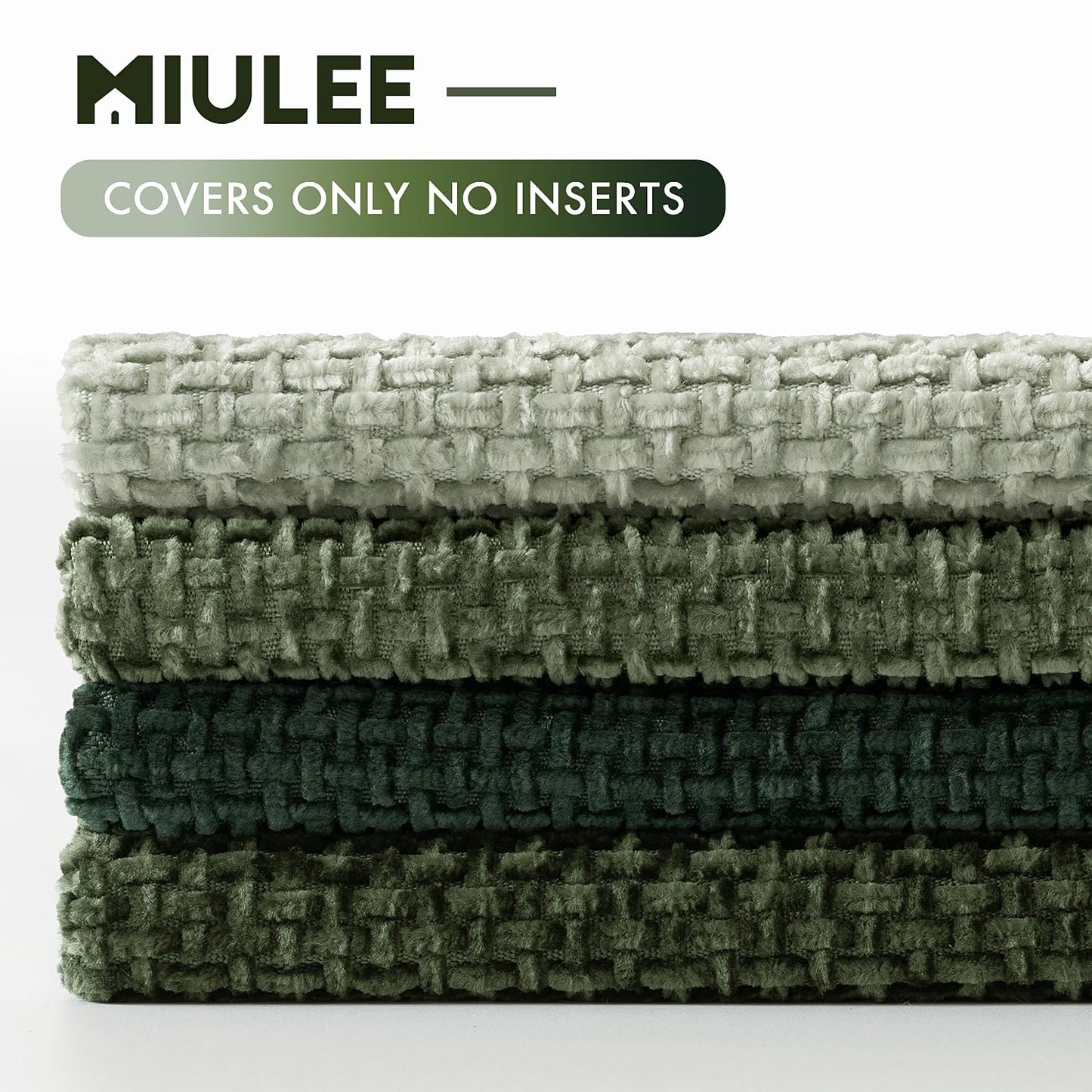 MIULEE Pack of 4 Couch Throw Pillow Covers 18x18 Inch Green Soft Decorative Chenille Pillow Covers Farmhouse Accent Cushion Covers for Boho Spring Home Decor Sofa Bedroom Living Room