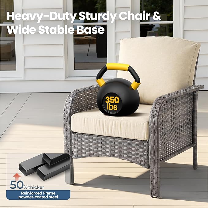 Weaxty Wicker Patio Furniture Set High Back Loveseat Sofa Couch Armchair Coffee