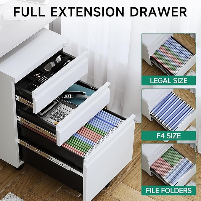 Letaya 3 Drawer Mobile File Cabinet