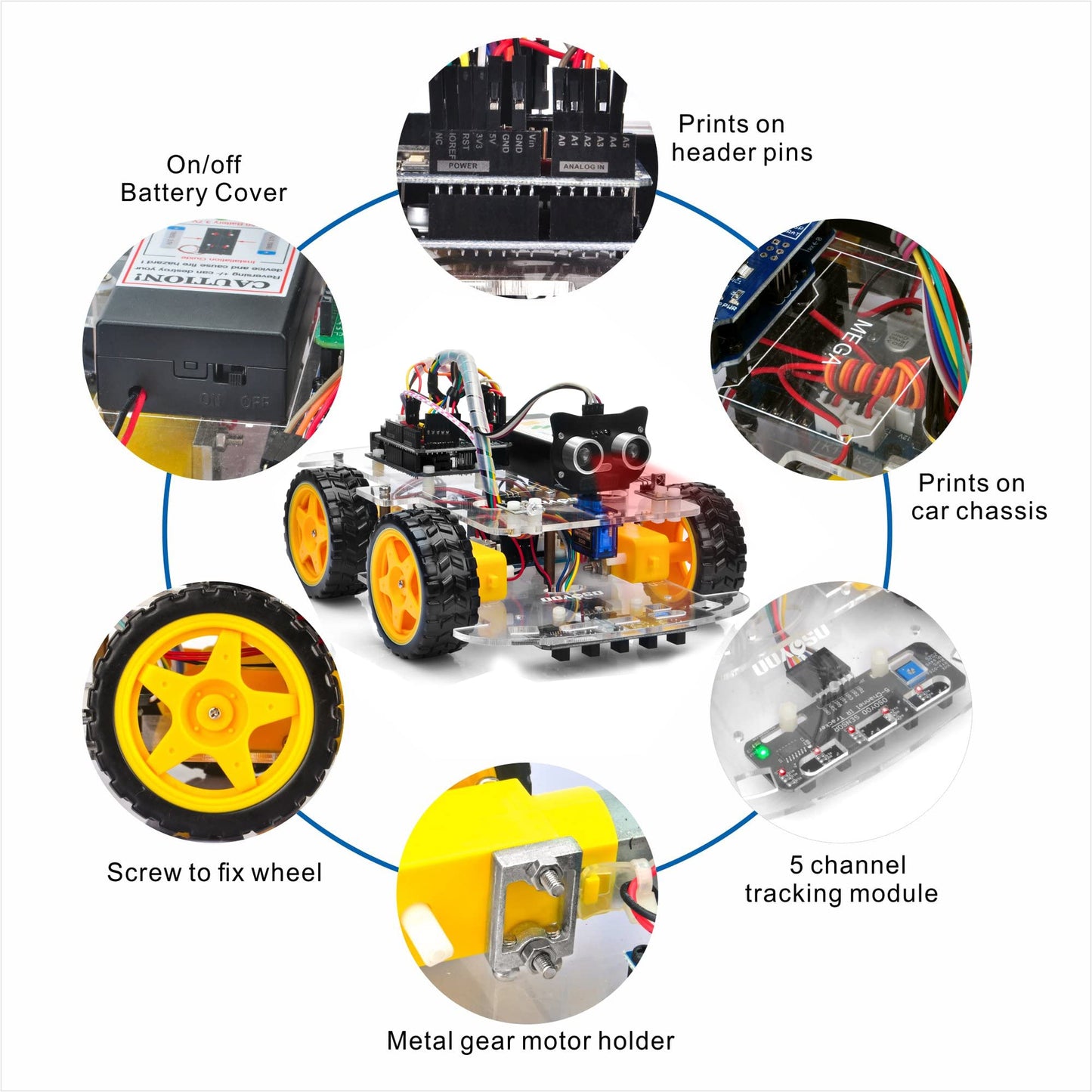 OSOYOO IoT Smart Robot Car Kit for Arduino – Classroom STEM Robotics Kit with WiFi & Bluetooth Control, Coding & Electronics Learning Platform for Schools