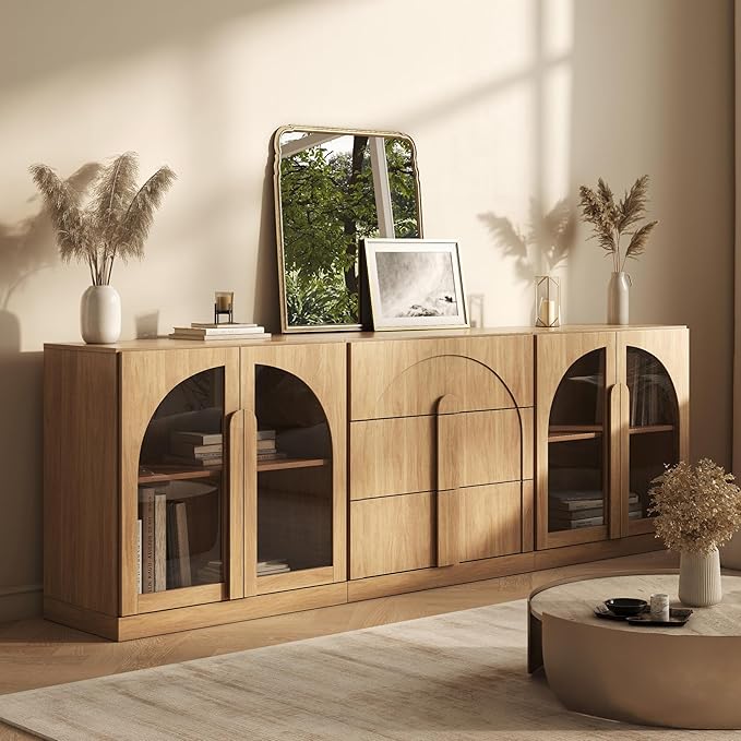 BELLEZE 3-Piece Modular Sideboard Cabinet Freely Configurable, Modern Wood