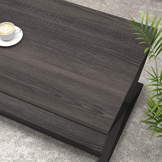 HSH Gray Storage Coffee Table, Modern Center Table