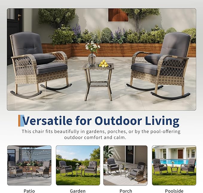 Outdoor Wicker Rocking Chair, Patio Rattan Rocker Chair
