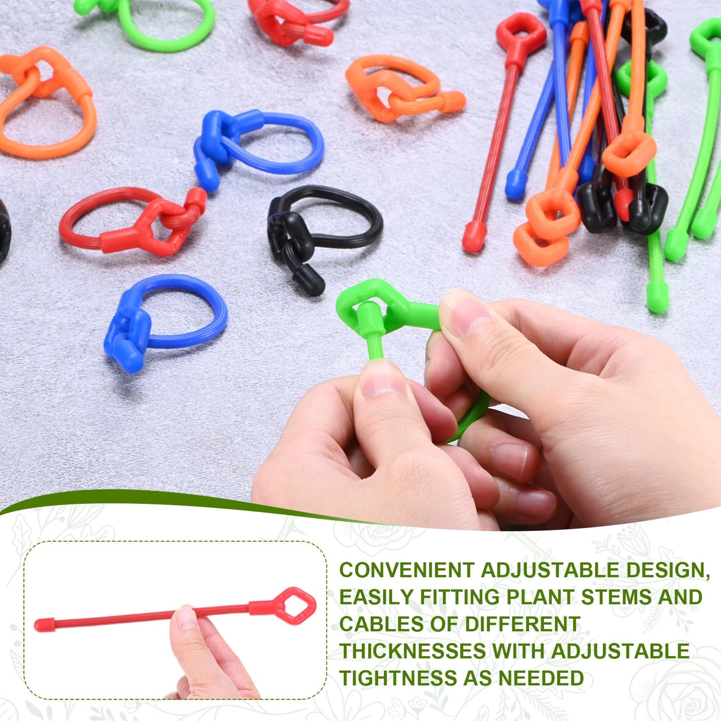 M METERXITY 12-Pack Adjustable Plant Ties, 8inch/20.32cm Silicone Flexible Multi-Function Sturdy Garden Twist Tie for Plant Support/Tree/Shrub/Vine, Reusable Support Twine [Red]