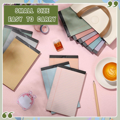 Lincia 24 Pcs 12 Pcs 5" x 8" Small Legal Pads Colored Lined Note Pads Narrow Ruled Writing Notepads 50 Sheets Per Micro Paper Notebook Lined and Perforated for College Office Supplies (Retro Colors)