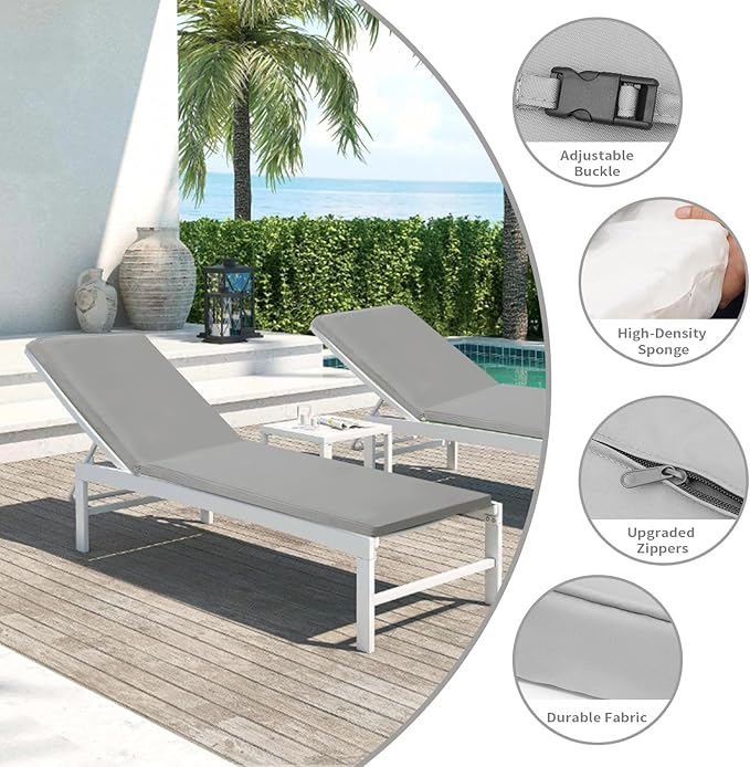 Outdoor Chaise Lounge Cushions for Patio, Lounge Chair Cushions, Waterproof
