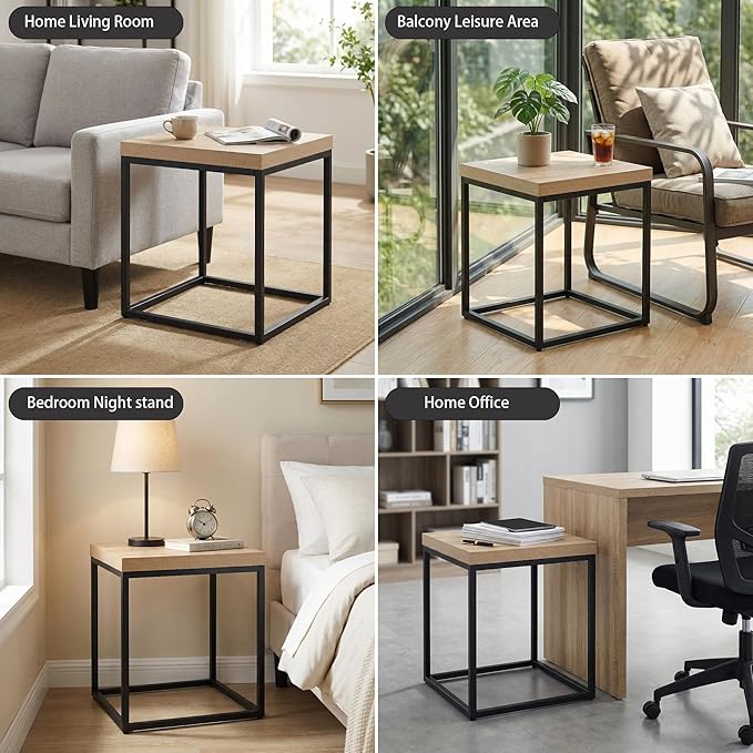 CENSI 18-Inch Natural Oak Accent End Table/Side Table