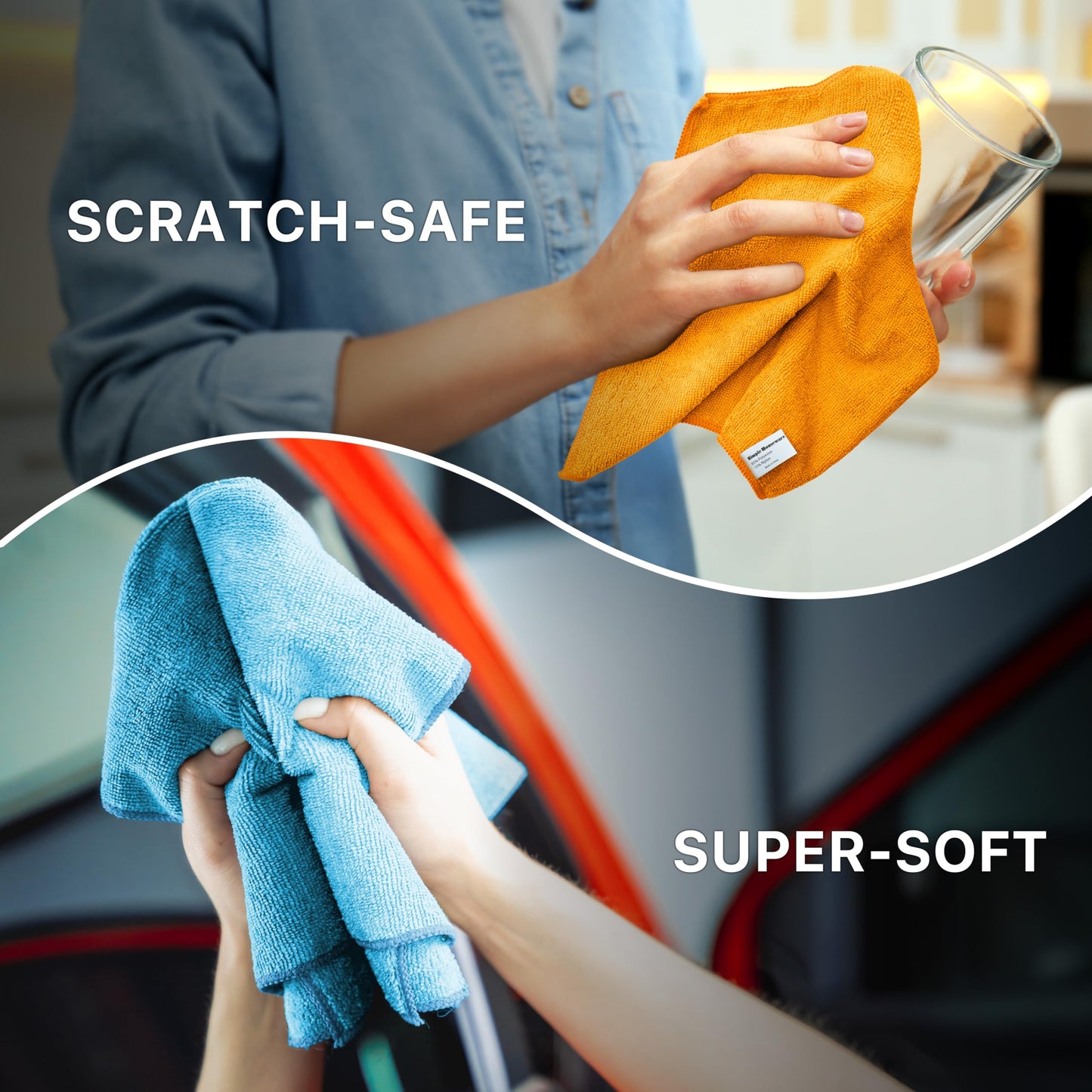 Simple Houseware Microfiber Cleaning Cloth 50 Pack, 12" x 16", 4 Colors