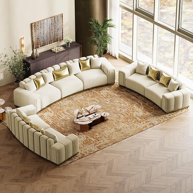 145" Oversized Velvet Chesterfield Sectional Couches