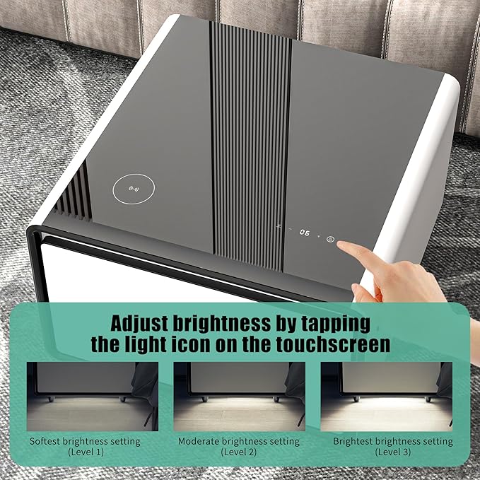 Smart Coffee Table with Fridge, Smart Center Table with Wireless Charging