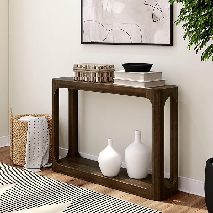 Plank+Beam Forma Console Table, 46 Inch, Solid Wood Sofa Table, Entryway Table