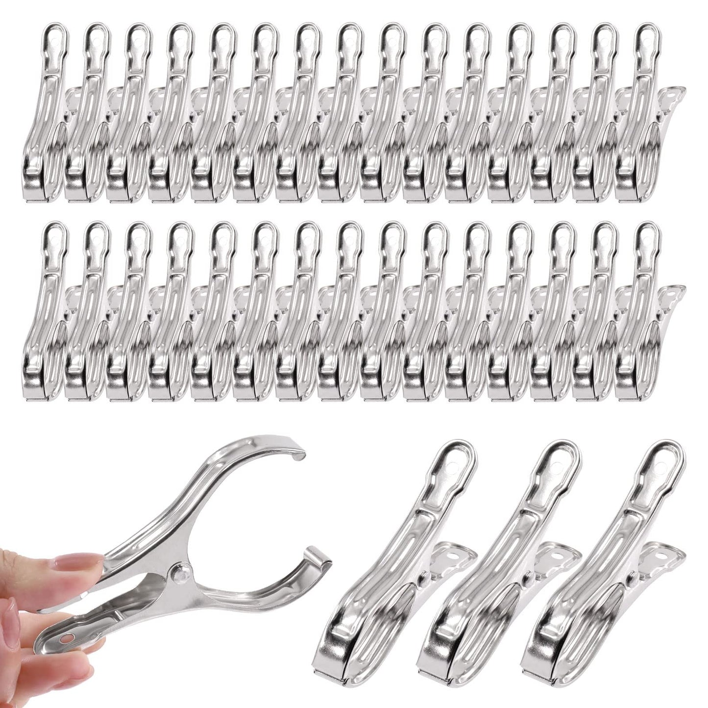 Tanstic 40Pcs 3.5 Inch Stainless Steel Greenhouse Clamps Garden Clips Greenhouse Clips Heavy Duty Garden Clips with Strong Grip and Large Open Mouth for Netting Holding