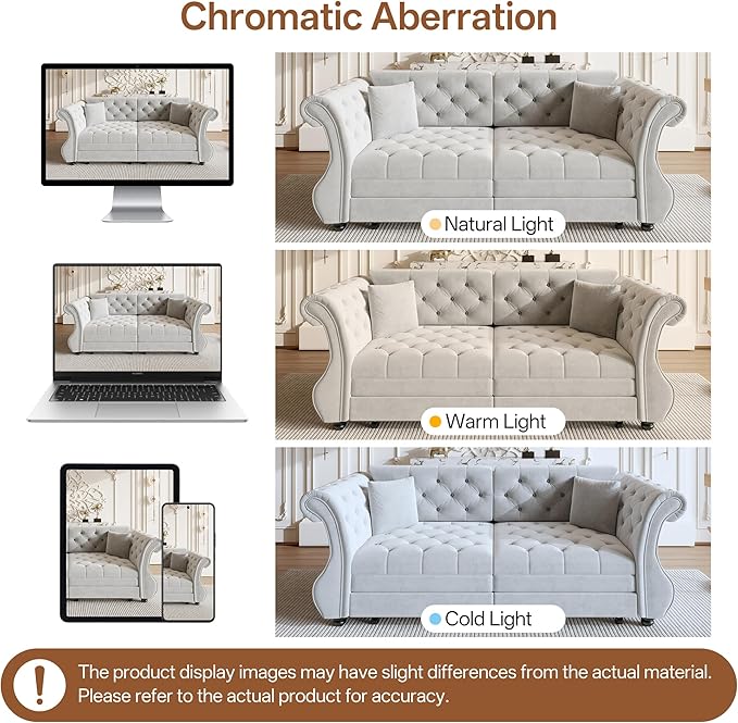83.8" Oversized Pull Out Sofa Bed, Chesterfield Velvet Sleeper Sofa Couch