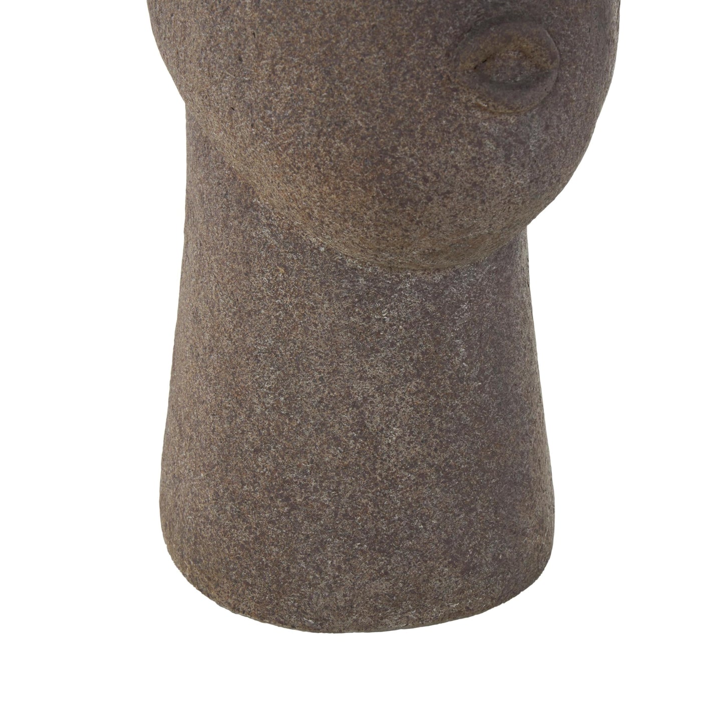 Deco 79 Magnesium Oxide Woman Indoor Outdoor Planter Textured Easter Island Head Large Brown Round Planter Pot, 6" x 9" x 17"
